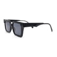 thumbnail image 3 of Womens Old Fashion Retro Horn Rim Plastic Rectangular Sunglasses All Black, 3 of 4