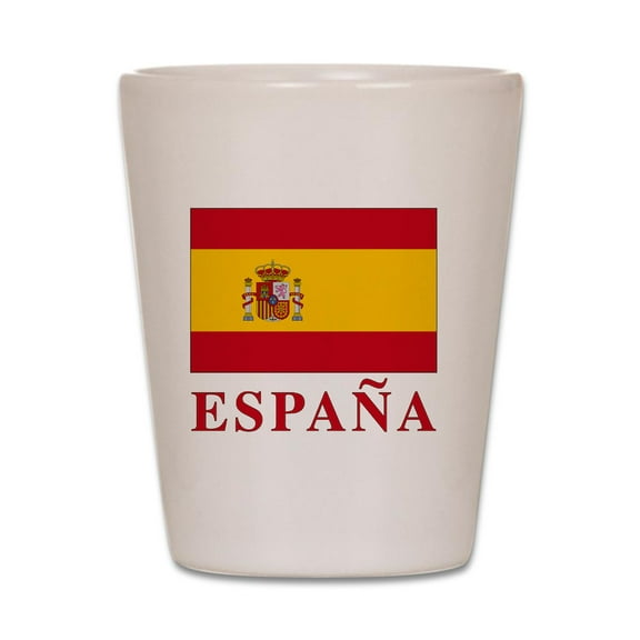 CafePress - 2 Flag_Of_Spain3 - White Shot Glass, Unique and Funny Shot Glass