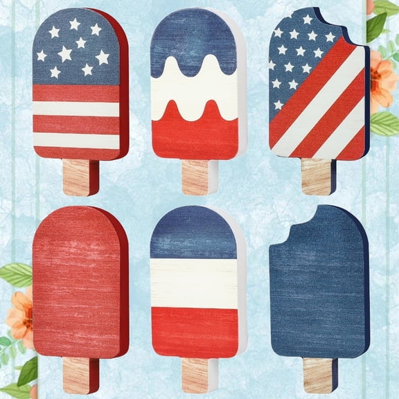 4th of July Decor, Patriotic Ice Shaped Wooden Sign Double Independence Day With Star Spangled Design For Home Or Party, Patriotic Decorations