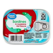 Great Value Sardines in Louisiana Hot Sauce, 3.75 oz