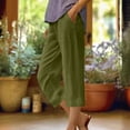 thumbnail image 2 of ZyeKqe Cotton Linen Capri Panst for Women High Waisted Lounge Pants Straight Wide Leg Summer Cropped Trousers, 2 of 4
