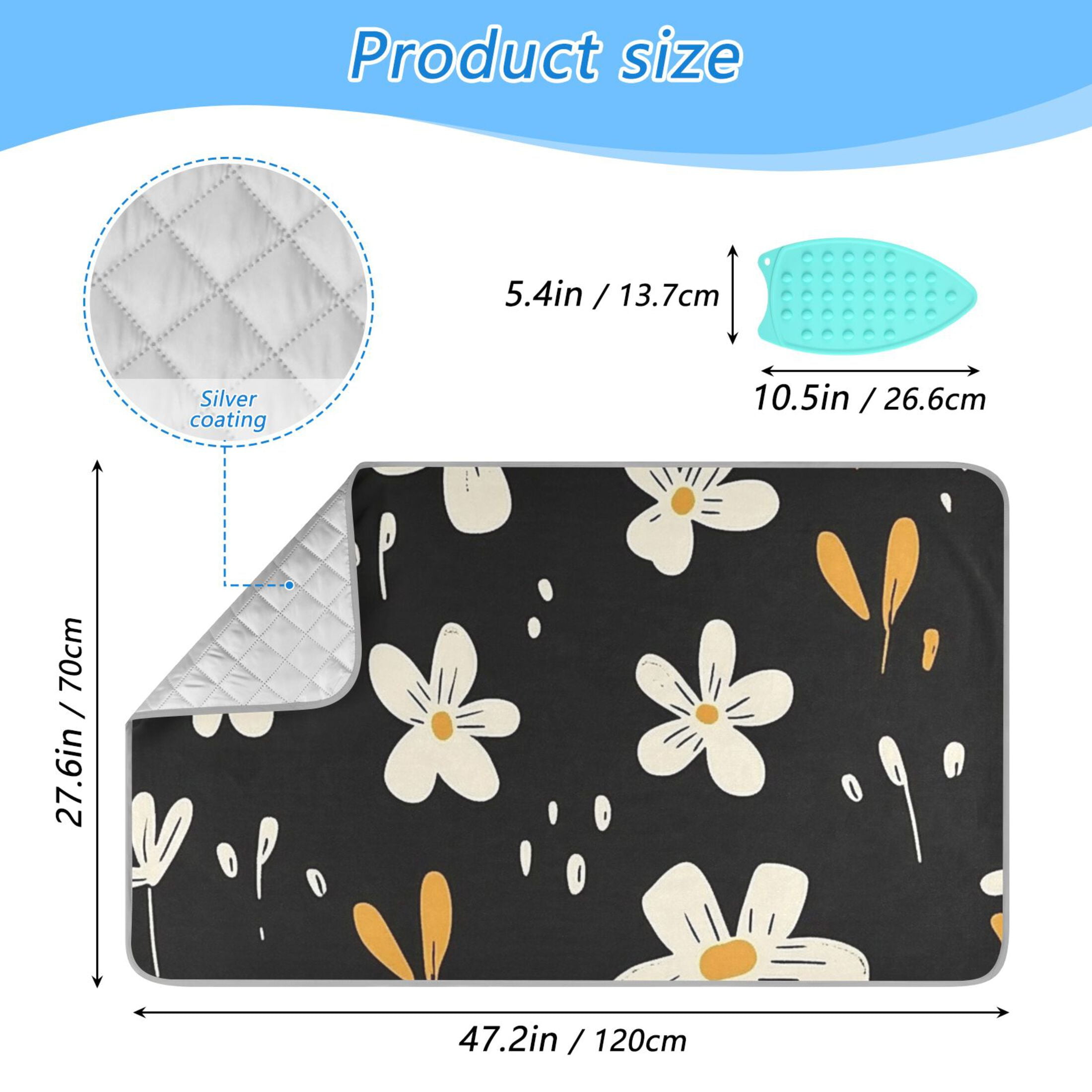Little White Flower Ironing Mat Blanket for Table Top Travel Portable Ironing Board Pad 47.2x27.6 Inch