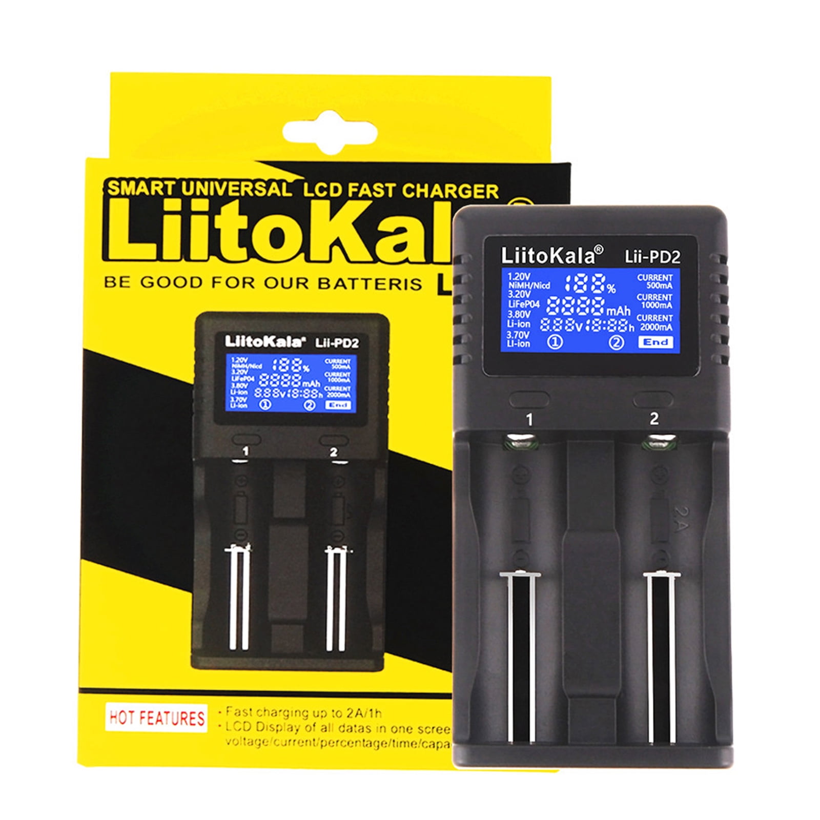 extract sap Jachtluipaard LIITOKALA LII PD2 Smart Battery for 18650 26650 21700 NiMH Lithium  Rechargeable Batteries 2 Slots Independent Charging Auto polarity Detector  - Walmart.com