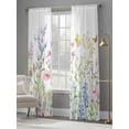 thumbnail image 4 of Spring Floral Sheer Curtains 84 Inch Length 2 Panels Set for Living Room/Bedroom, Colorful Watercolor Botanical Summer Semi Curtain Sheers Drapes Rod Pocket Curtains Window Treatment Set 52''x84''x2, 4 of 7