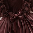 thumbnail image 6 of IBTOM CASTLE Vintage Princess Toddler Baby Girl Long Sleeve Velvet Ruffle Tutu Lace Dress Xmas Wedding Birthday Party Fall Winter Clothes 9-12 Months Brown, 6 of 8