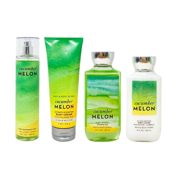 Bath and Body Works Cucumber Melon Deluxe Gift Set - Fragrance Mist - Body Cream - Shower Gel - Body Lotion - Full Size