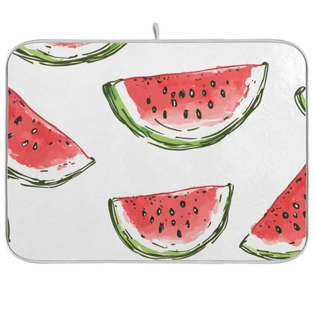 

Yayeee Dish Drying Mat for Kitchen Counter 18 x24 Microfiber Absorbent Pad Watermelon Pattern