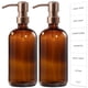 thumbnail image 1 of Dispensador de jabón GMISUN de vidrio ámbar de 500 ml con bomba de oro rosa, paquete de 2, 1 of 8