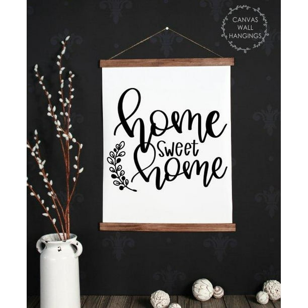 Wood Canvas Sign Wall Hanging Home Sweet Farmhouse Style Art 19x24 Inch Com - Home Sweet Wall Hanging
