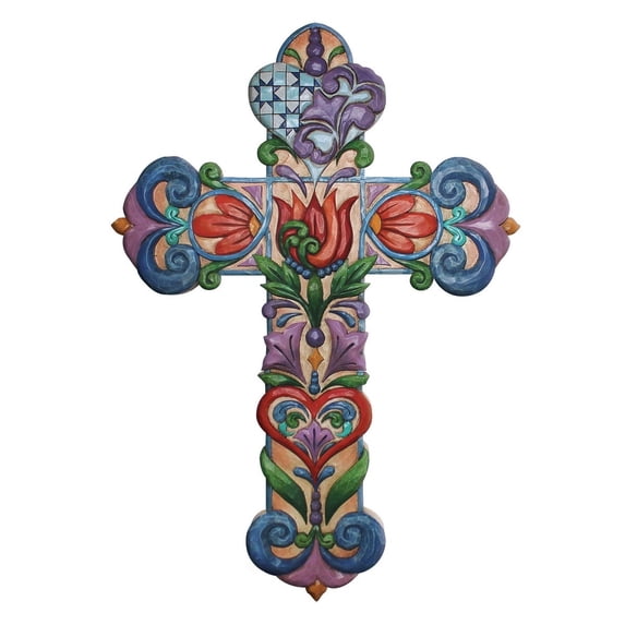 Heart Flowers Wall Cross