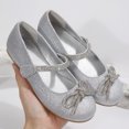 thumbnail image 3 of Rexoro Girls' Mary Jane Flats Kids Sparkly Rhinestone Bow Dress Shoes Princess Girls Shoes for Wedding Party Silver 7 Toddler, 3 of 6