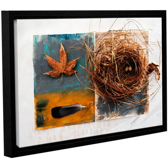 ArtWall Elena Ray "Nest With Eggs, Feather, And Sycamore Leaf" Gallery-wrapped Floater-framed Canvas