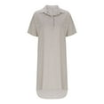 thumbnail image 4 of Ayolanni V-Neck Womens Dresses Plus Size Knee-Length Beige Solid Short Sleeve Shirt Dresses Ladies Dresses L, 4 of 6