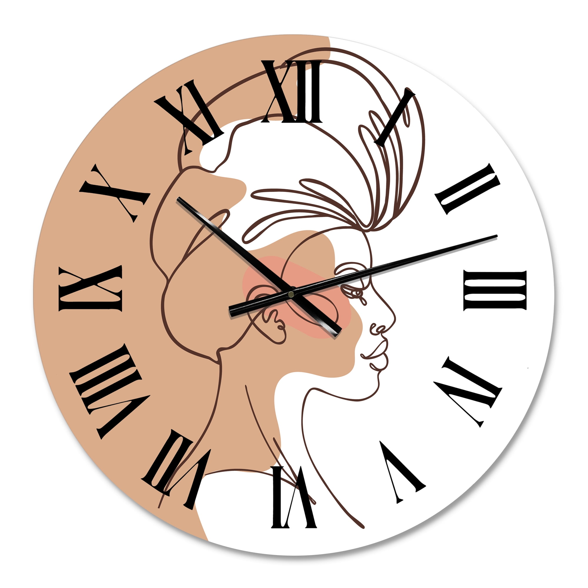 Designart 'One Line Portrait Of African American Woman Ii' Modern Wall Clock