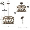 thumbnail image 2 of LNC 4-Light Farmhouse Rusyic Bronze and Distressed Wood Brown Drum Cage Chandelier, 2 of 11