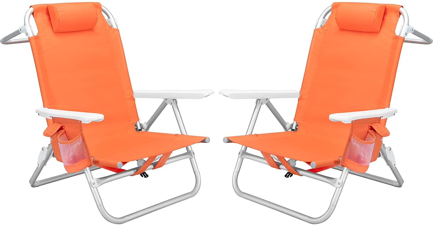 Waleaf Folding Tall Backpack Beach Chair,High Back Beach Chairs for