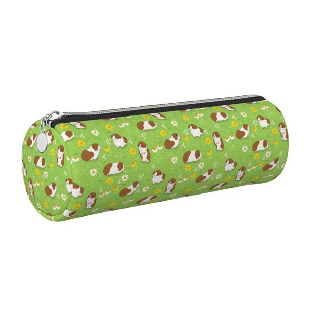 Easygdp Guinea Pigs para Estuche de Lápices Cilíndrico de Cuero con Cremallera, Organizador de Lápices de Cuero para Escuela, Oficina y Viajes