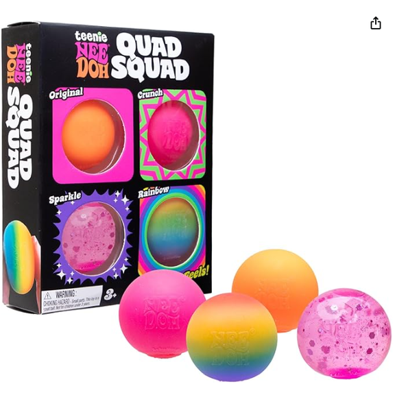 Nee Doh Teenie Quad Squad 4 Pack, 1 pack of random colors