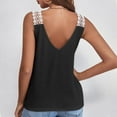 thumbnail image 5 of loopsun Plus Size Tops for Womens,Womens Summer Tops,Fashion Women's Casual V- Neck Sleeveless Lace Soild T-shirt Top Blouse Black XXXL, 5 of 5