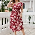thumbnail image 5 of IROINNID Summer Dresses for Women Plus Size Wedding Guest Knee Length Dresses for Women with Short Sleeve and V-Neck Flowy Summer Outfits Dress, 5 of 8