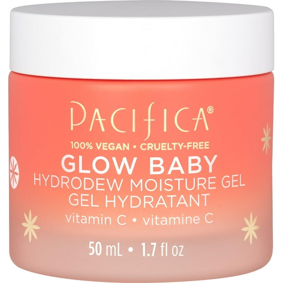 Gel hidratante Pacifica Glow Baby Hydrodew: gel hidratante con vitamina C y niacinamida para una piel radiante. Hidratante diario ligero sin aceite para iluminar e hidratar. Fórmula vegana y de bellez
