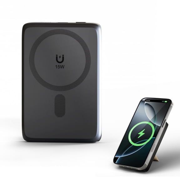 Power bank, 10000mAh Magnatic Portable Charger with Type-C Cable, Battery Pack with 22.5W Charging Lighting Input, for iPhone 17 16 15 14 13 12, Black