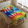 thumbnail image 2 of Colorful Tie Dye Symmetric Pattern Rectangle Tablecloth 60"x84",Waterproof Polyester Rectangle Table Cloth, Wipeable Spillproof Polyester Tablecloth for Dining, Camping, Indoor and Outdoor, 2 of 5