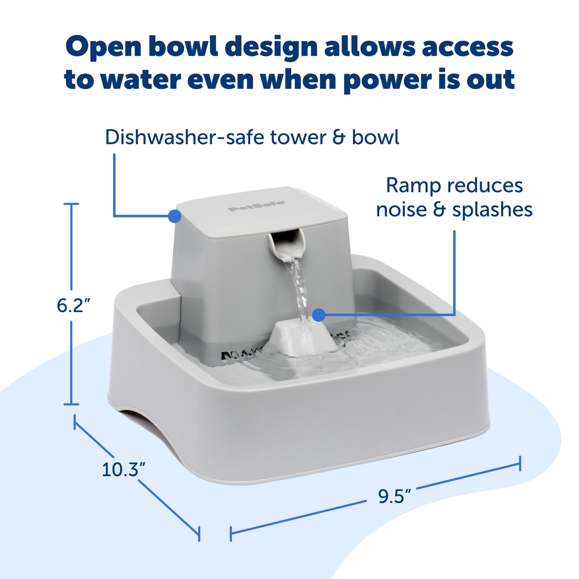 PetSafe Oasys 1/2 Gallon Pet Fountain, Dog and Cat Automatic Water Bowl - For Small Pets