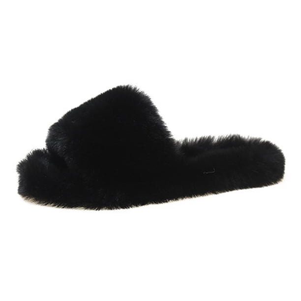Zapatillas Calientes Zapatillas de felpa acogedoras con punta abierta para mujer, suministros para el hogar de espuma viscoelástica (negro 39)