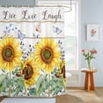 thumbnail image 2 of Bathroom Shower Curtain Yellow Sunflower Butterfly Watercolor Leaves Waterproof Shower Curtains with Hooks, Farm Wood Grain Bath Curtains Bathtub Curtain Home Decor 48x72in, 2 of 9
