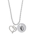 thumbnail image 1 of Delight Jewelry Silvertone Heart Outline with diagonal Cross Silvertone Script Initial Disc - O - Charm Necklace, 20"+3", 1 of 4