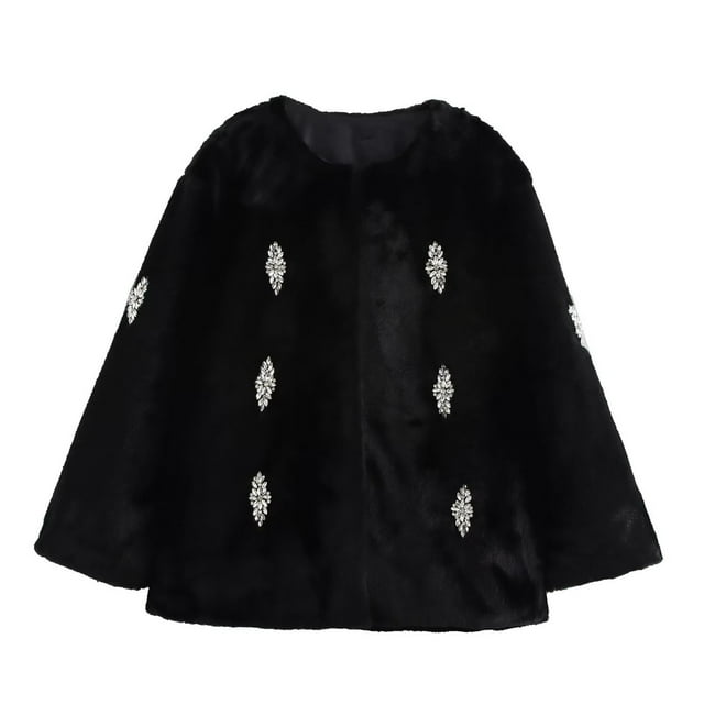Imperméable pour Femmes, Veste Courte Douce à Manches Longues Noire