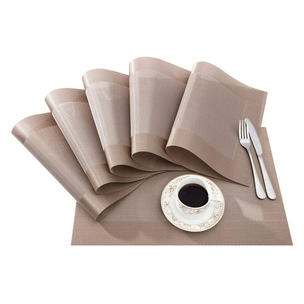 RAY STAR Vinyl Placemats Set of 6, 12''x18'' Vinyl Weave Placemats