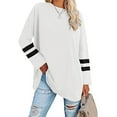 thumbnail image 1 of LUXUR T-shirt pour Femmes à Blocs de Couleur T-shirt à Manches Longues Tee Décontracté Hauts Col Rond Chandail Blanc G, 1 of 3