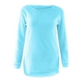 thumbnail image 3 of Dyfzdhu Fuzzy Tops for Women Plus Size Solid Long Sleeve Loose Thermal Fleece Crewneck Sweatshirts Blue, 3 of 5