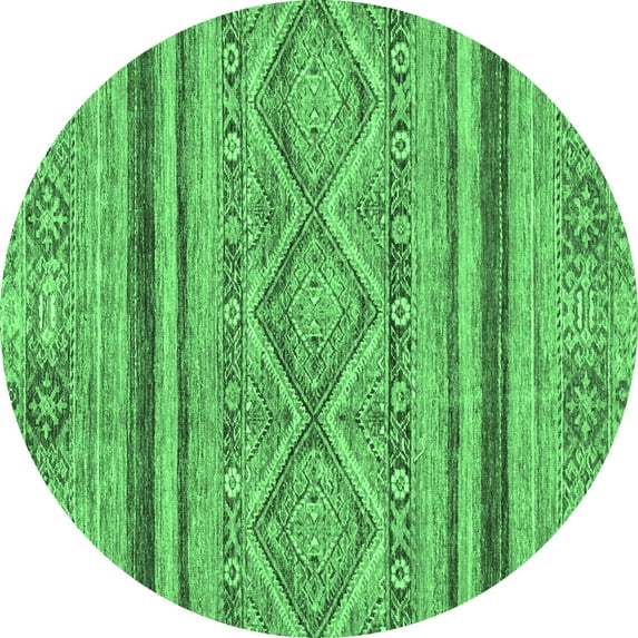 Ahgly Company Indoor Round Abstract Emerald Green Modern Area Rugs, 7' Round