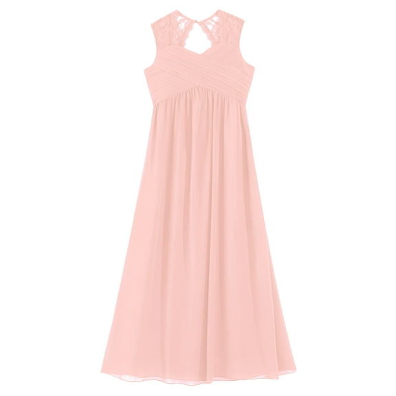 TiaoBug Flower Girls Embroidery Floor Length Dress Wedding Party Pageant Gown Pink 4