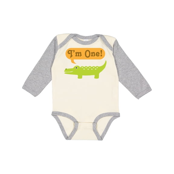 Inktastic 1st Birthday Alligator Jungle Boys or Girls Long Sleeve Baby Bodysuit