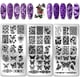 thumbnail image 1 of Juego de 3 placas para estampar uñas con diseño de mariposas misteriosas y flores. Plantillas para arte de uñas primaverales. Placas de acero inoxidable con imágenes., 1 of 8