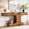 thumbnail image 3 of Tribesigns Table Console de 63 Pouces de Long, Table d'Entrée Moderne en Bois avec Base en Forme de I, Table d'Exposition Rustique pour Couloir Ou Salon, Noyer, 3 of 5