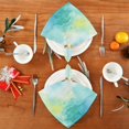 thumbnail image 3 of Iauyy Satin Napkins Set of 6- Blue-yellow Watercolor DIY Printing Decoration Cloth Napkin- Easy Care for Home/Party, 3 of 8