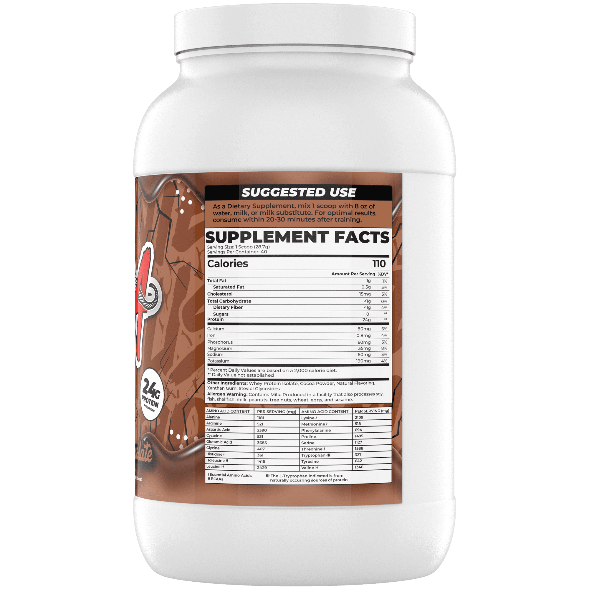 BOA Isolate Protein with Vitamin B6 and Zinc - Low-Sodium Whey Protein Isolate 24g of Protein per Scoop - (Chocolate - 40 Servings)