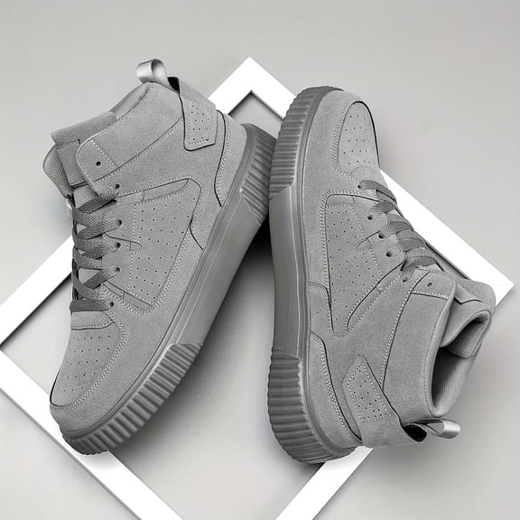 Men's Fashion Trend Solid Color Spliced Versatile Comfortable Breathable Minimalist Flat Shoes, Outdoor High-Top Soft-Sole Casual Sneakers, Couple Shoes