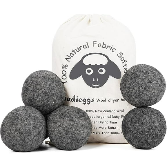 Budieggs 6-Count Extra Large 100% New Zealand Wool Dryer Balls with Gift Cotton Bag