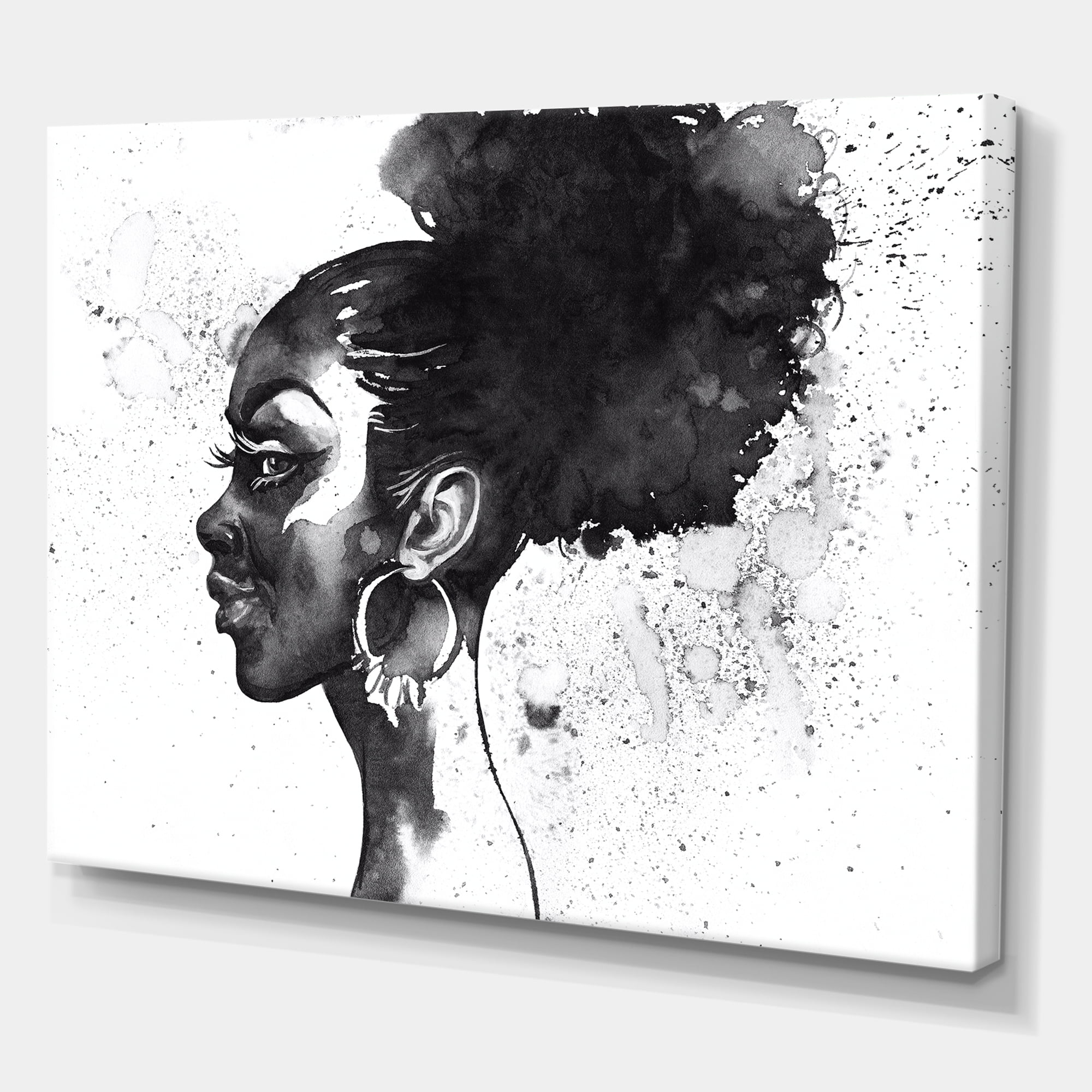 Black and White Portrait of African American Woman I 40 in x 30 in Painting Canvas Art Print, by Designart