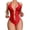 Red, variant on Women's Exotic Lingerie Sets, Deep V See Through Bodysuit, Red(L)