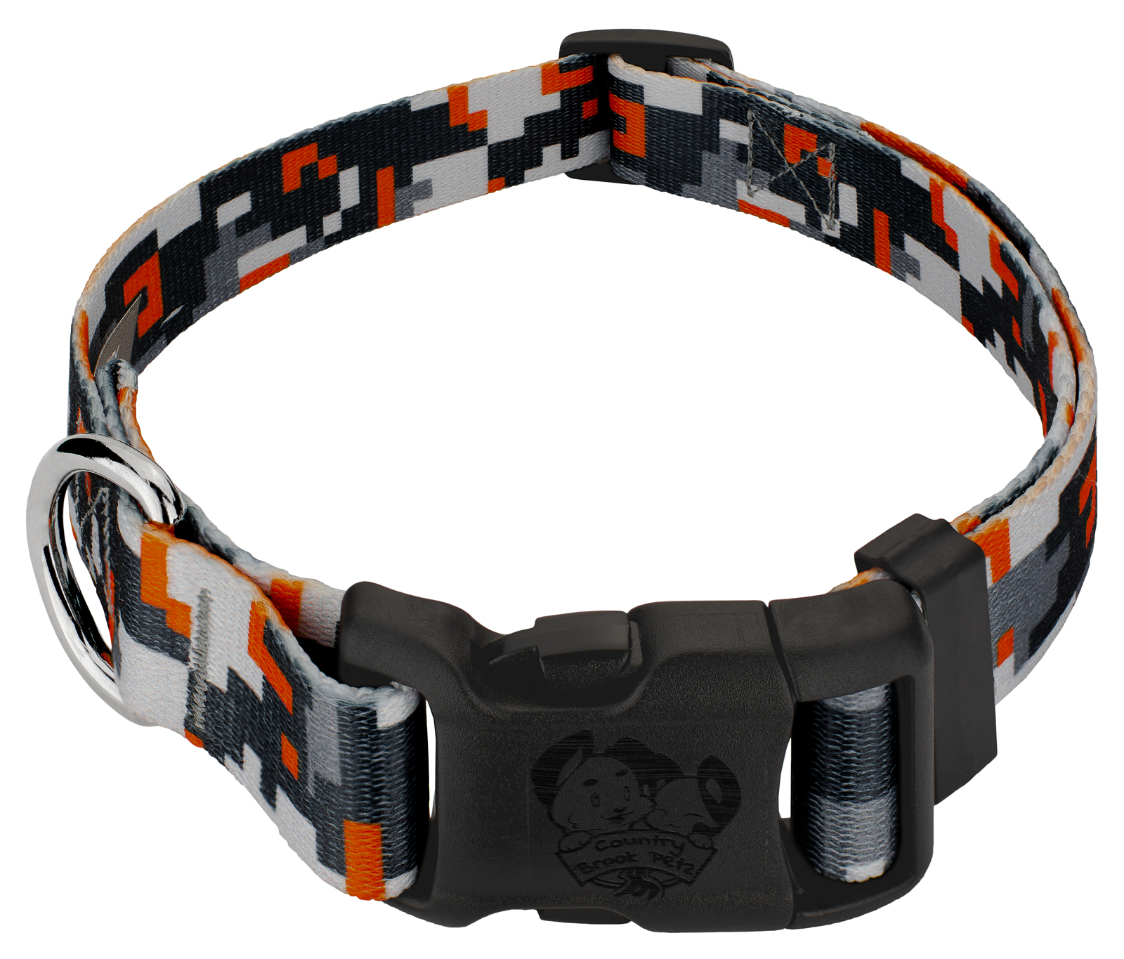 Country Brook Design® Deluxe Orange Digital Camo Dog Collar Made in
