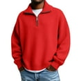 thumbnail image 4 of WTXUE Womens Long Sleeve Quarter Zip Pullover Sweater Casual Loose V Neck Collared Ribbed Knit Jumper Tops Soft Oversized Tunic Sweaters Red Xxl, 4 of 9