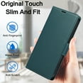 thumbnail image 5 of Allytechgroup Wallet Case for iPhone 12 Pro / 12 6.1", RFID Blocking PU Leather Flip Stand Phone Shell with Card Holder Wrist Strap Shokcproof Protective Bumper for iPhone 12 Pro / 12 6.1", Green, 5 of 7