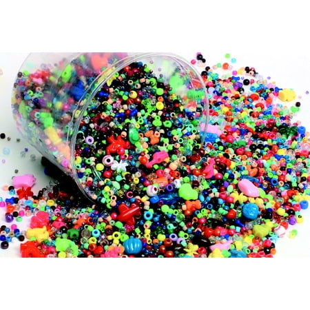 School Smart Plastic Bead, Assorted Size, Assorted Color, 3 lb Bucket, Pack of 3000